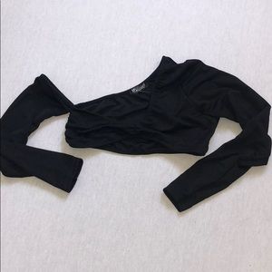 Black asymmetrical crop top